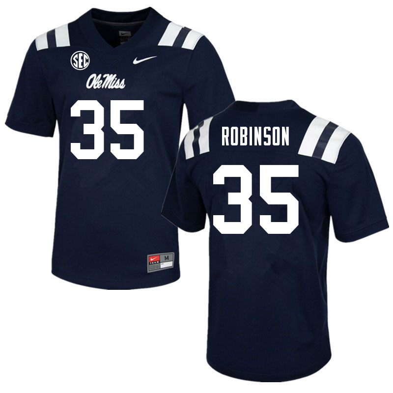 Men #35 Mark Robinson Ole Miss Rebels College Football Jerseys Sale-Navy